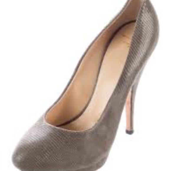 GIUSEPPE ZANOTTI Grey Snakeskin Platform Heels - Picture 2 of 8